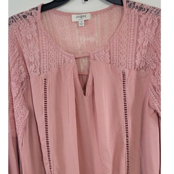 Anthropologie Umgee Blouse Womens Medium Lace Bell Sleeve Boho Cottage Core Top - Picture 2 of 7